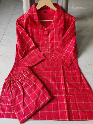 Checks Printed Night Suit Set