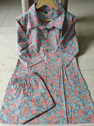 Cotton Floral Printed Night Suit For Women