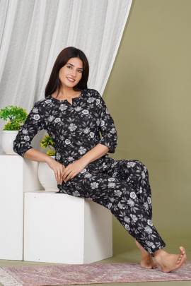 Designer Cotton Printed Night Suit For Women