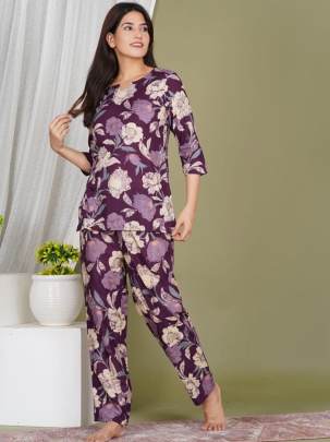 Designer Cotton Printed Night Suit For Women